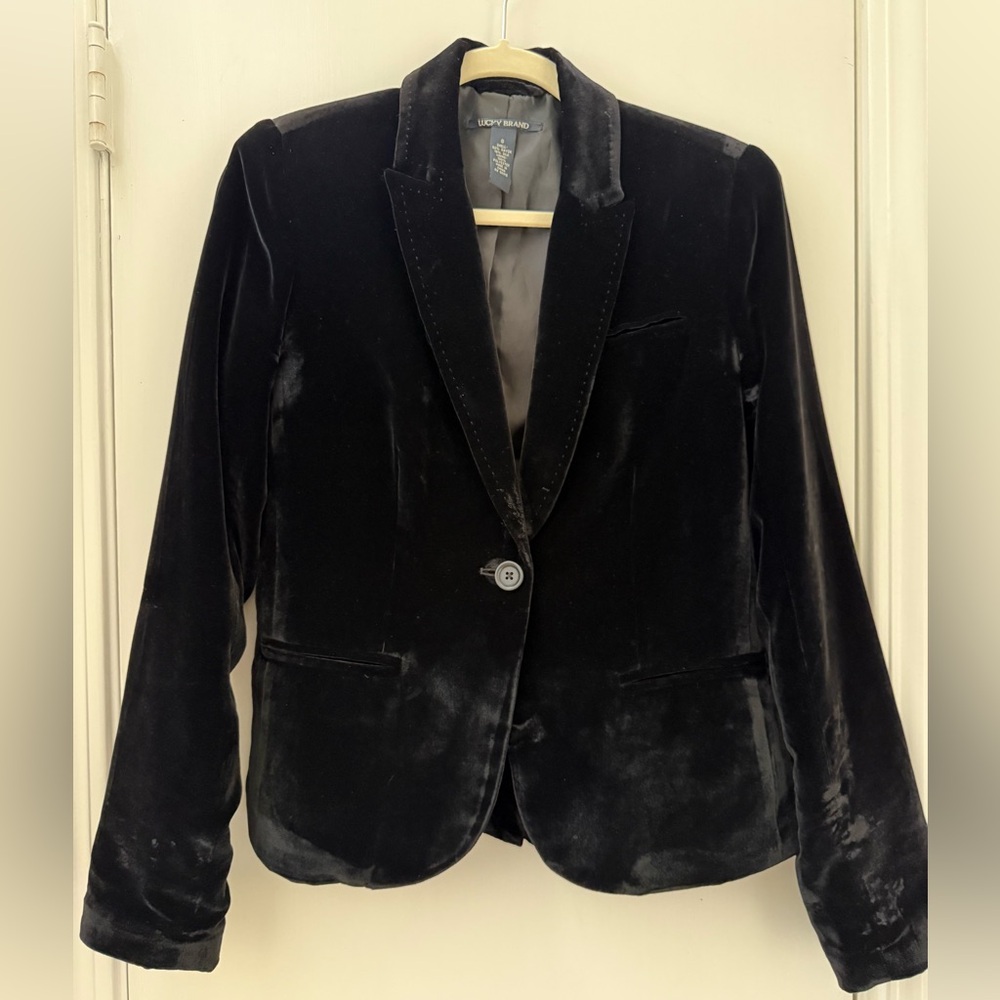 Lucky Brand Women's Black Velvet Blazer, Size S